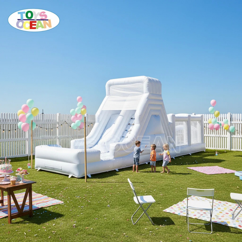 Water Slide Inflatable - Белая надувная водная горка с длинным