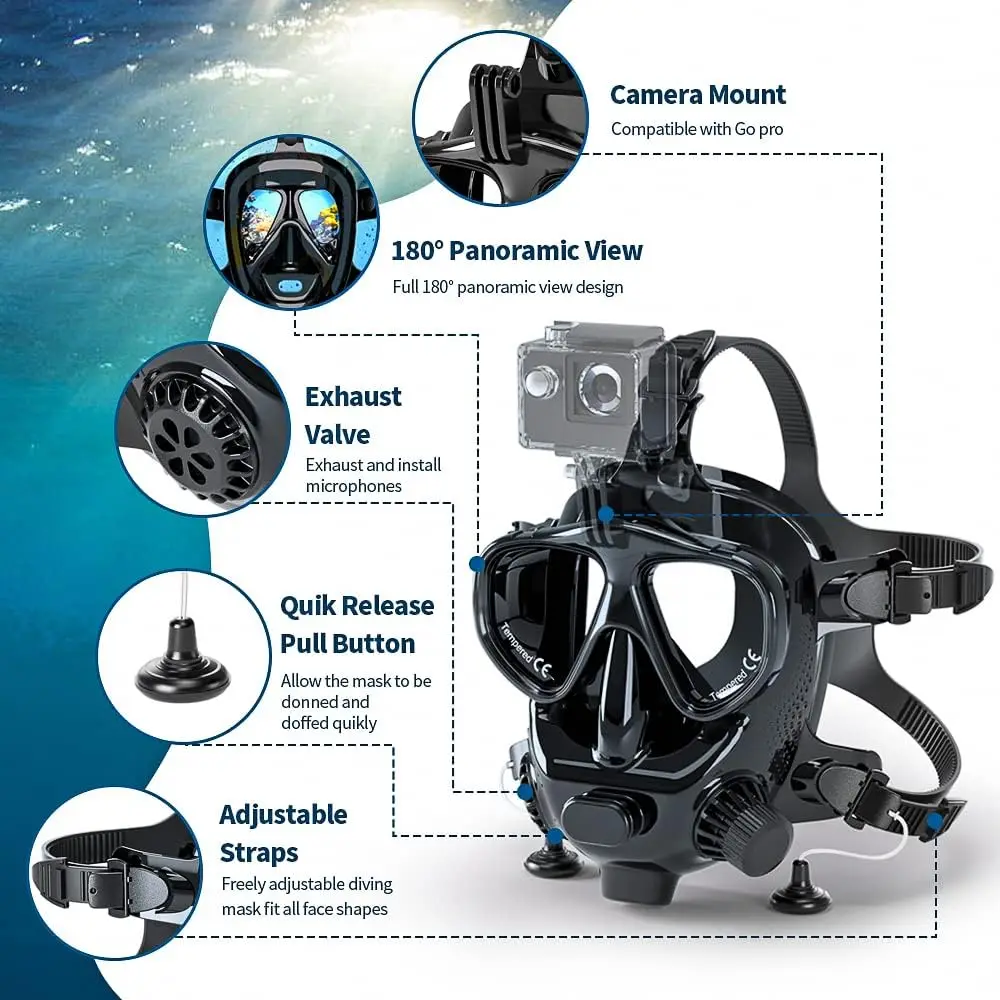 Snorkel Mask Full Face - Полнолицевая маска для дайвинга TRIMIX с