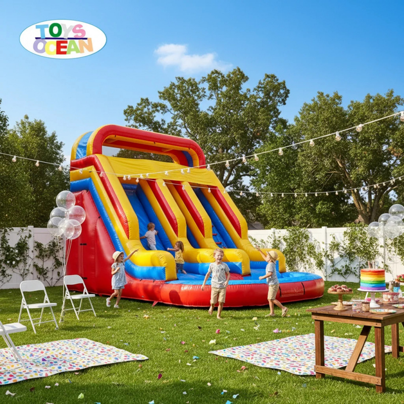 Water Slide Inflatable - Надувная водная горка с тремя дорожками: