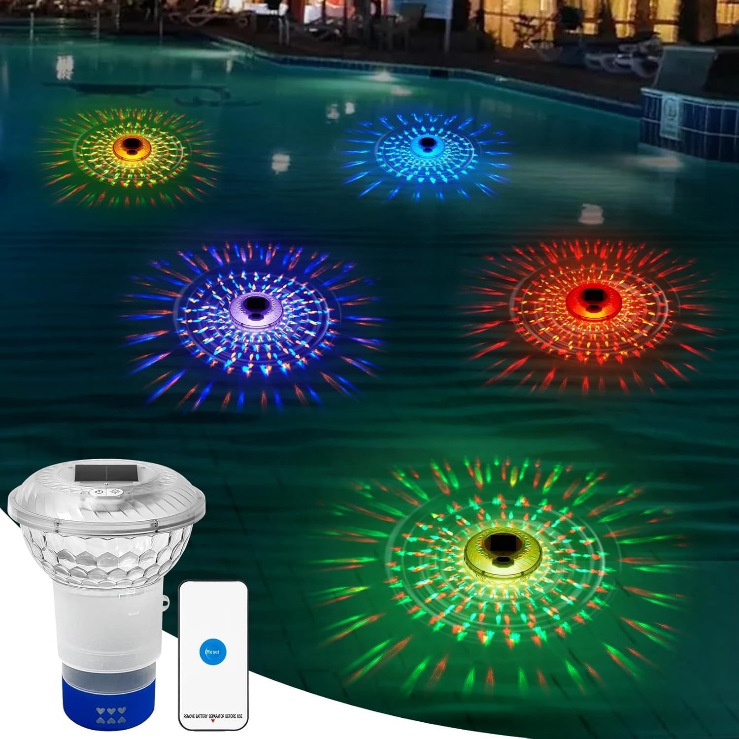 Pool Light Solar Rechargeable - Солнечный плавающий светильник с дистанционным управлением,
