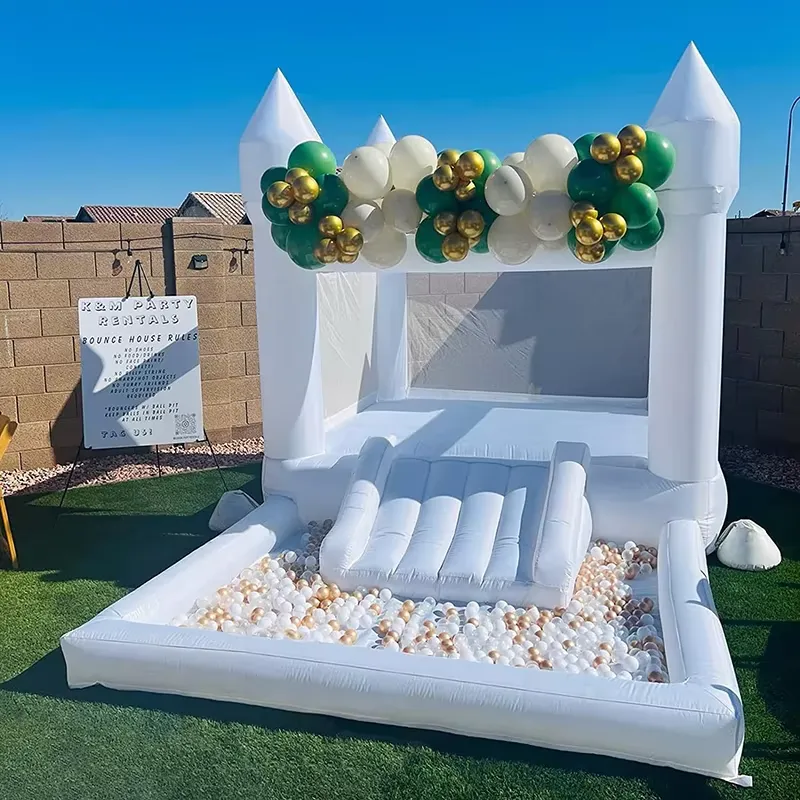 Water Slide Inflatable - Надувной батут-замок 20264m белого цвета для