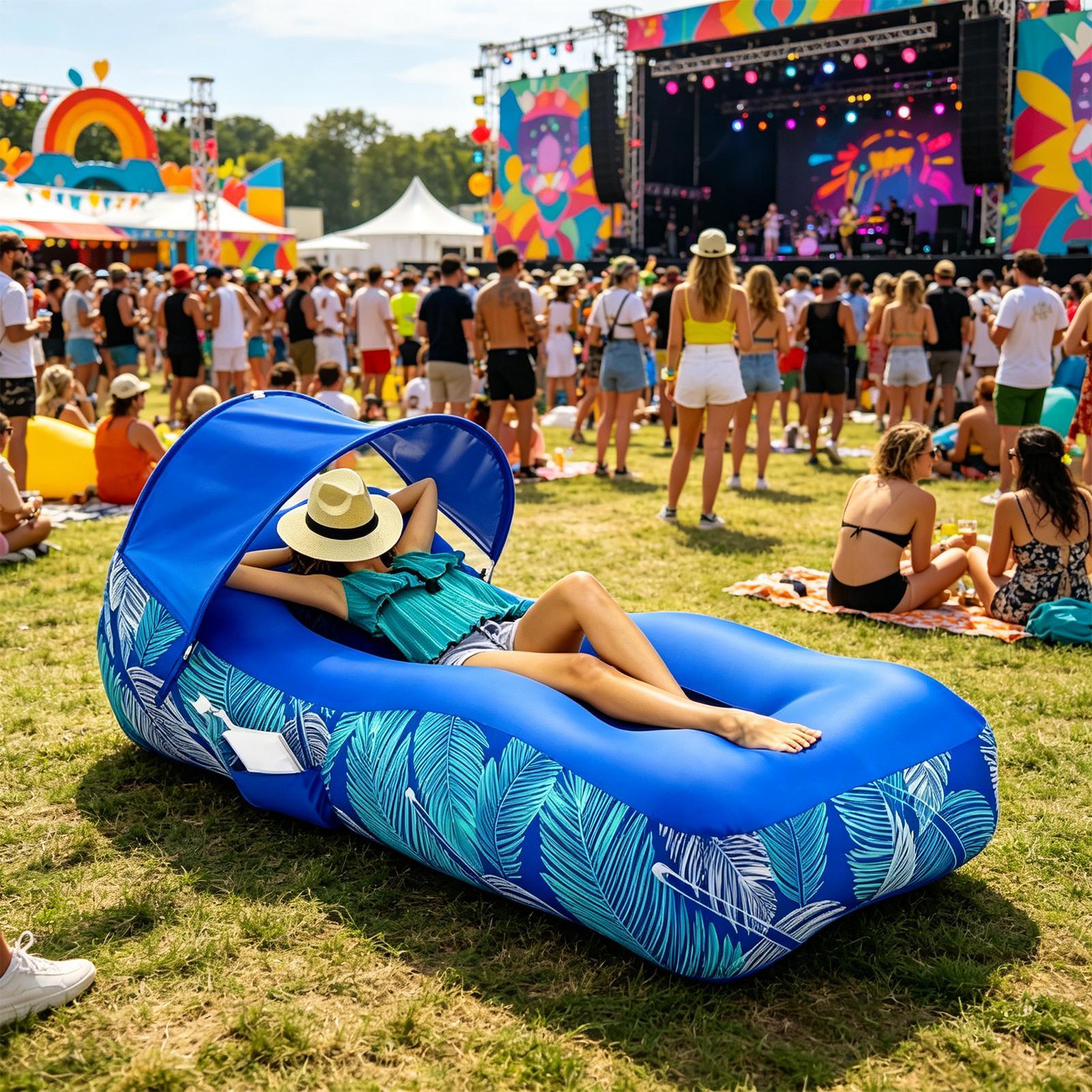 Надувной шезлонг с навесом от  – обзор и цена Pool Lounger Inflatable