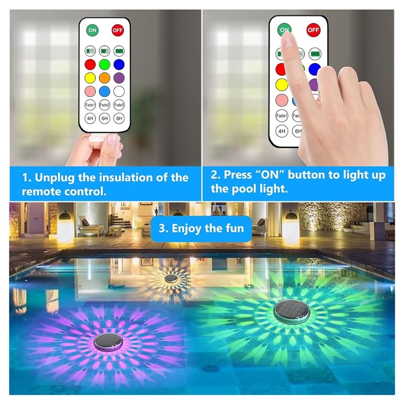 Набор из 4 плавающих светильни – обзор и цена Pool Light Solar Rechargeable