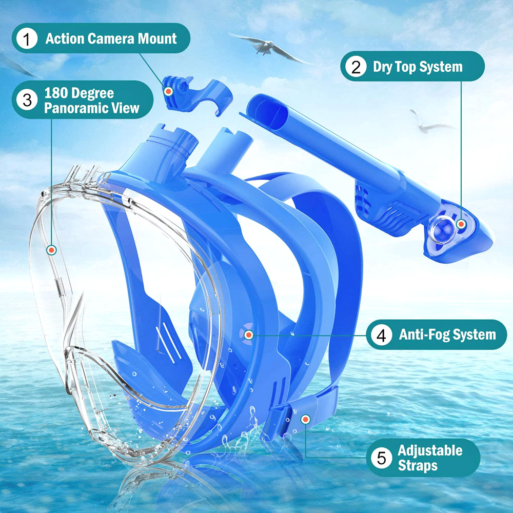 Детская полнолицевая маска для – обзор и цена Snorkel Mask Full Face