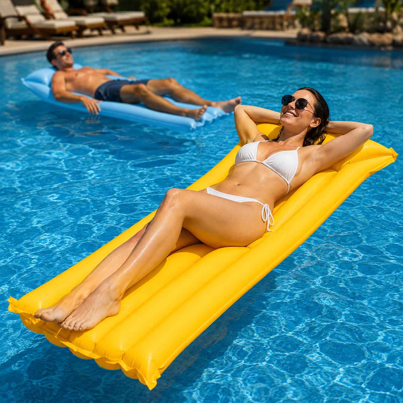 Надувной матрас-шезлонг для ба – обзор и цена Pool Float Ring Inflatable
