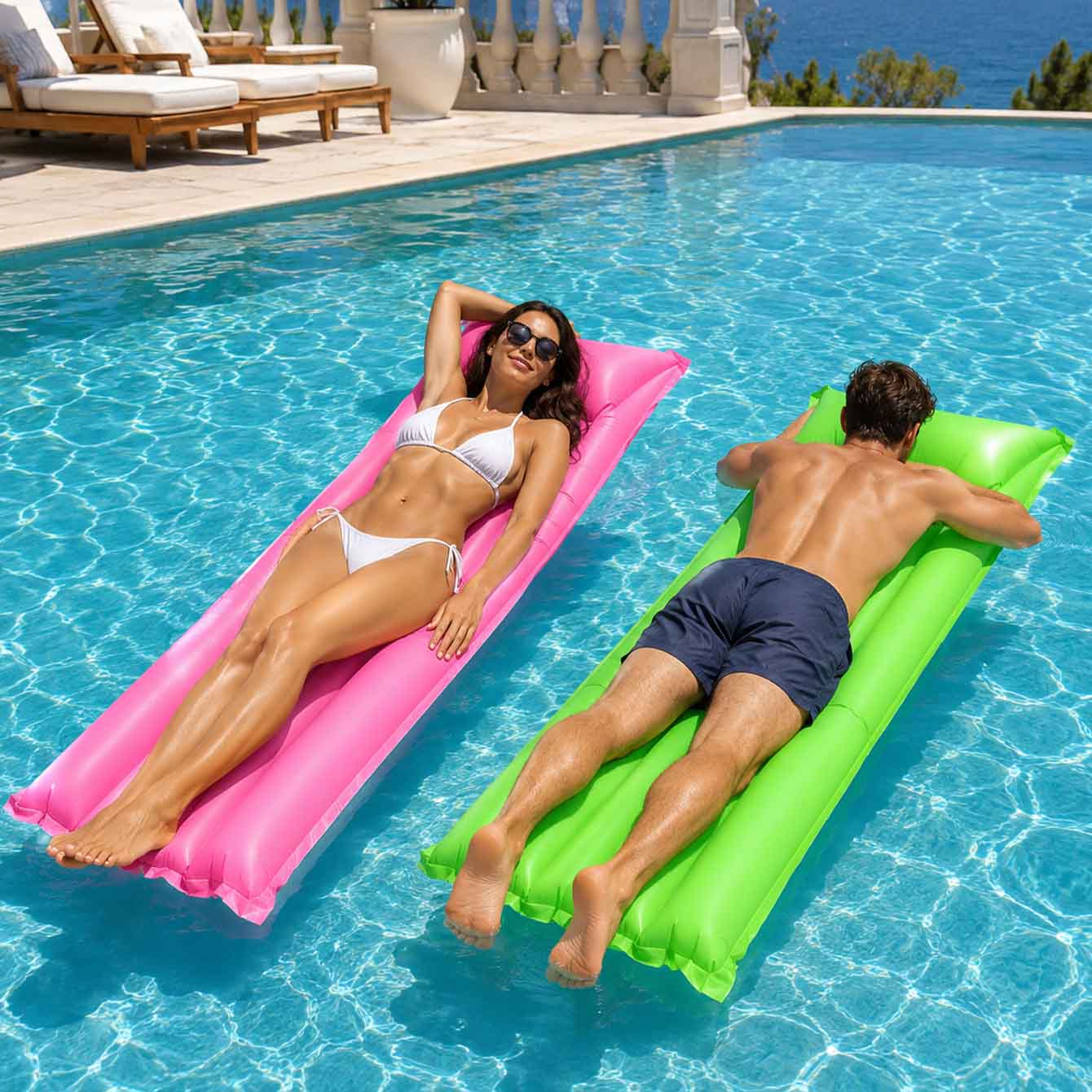 Надувной матрас-шезлонг для ба – обзор и цена Pool Float Ring Inflatable